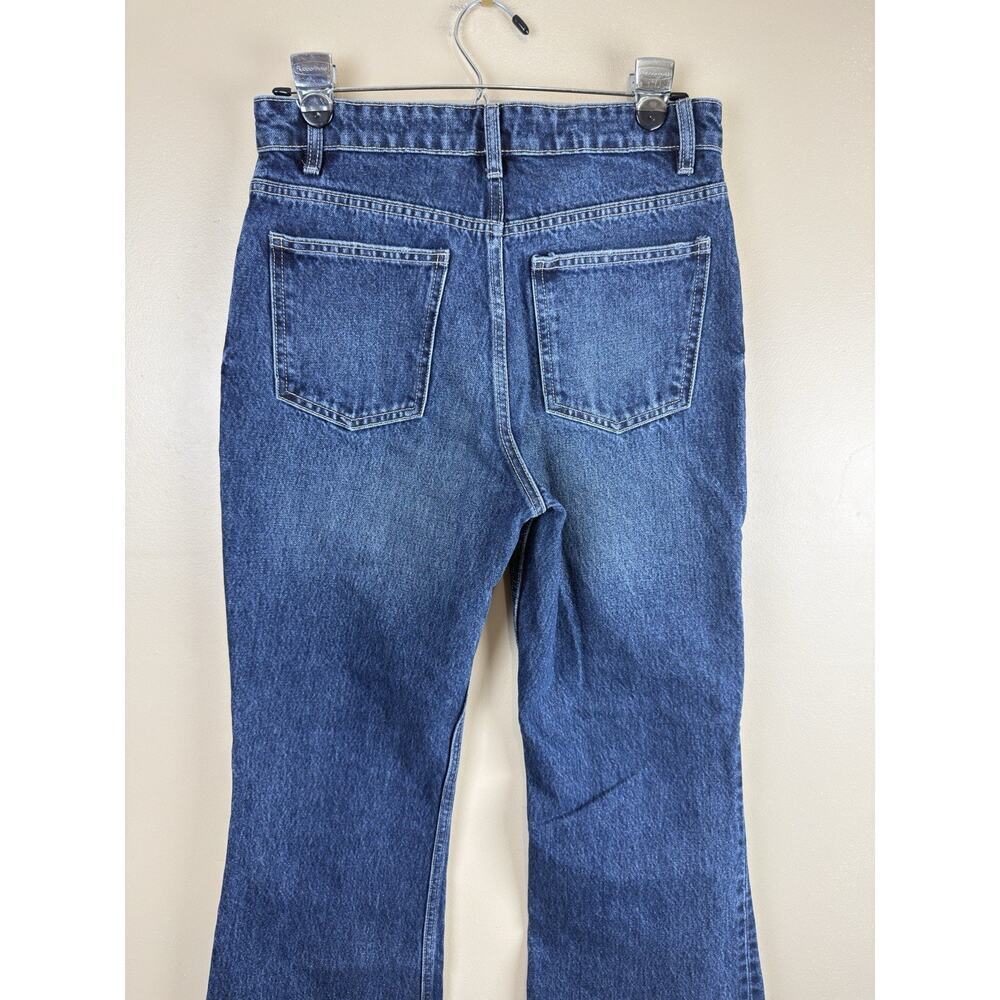 Zara Jeans Womens Blue Size 6 Denim Flare High Rise Raw Hem Medium Wash - Picture 6 of 14